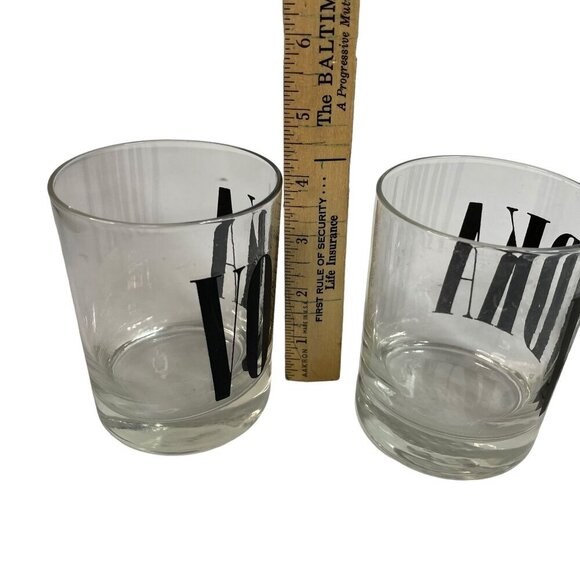 Vintage VODKA Glasses Bold Black Typeset Lettering mid century Lot of 3 - Picture 8 of 8